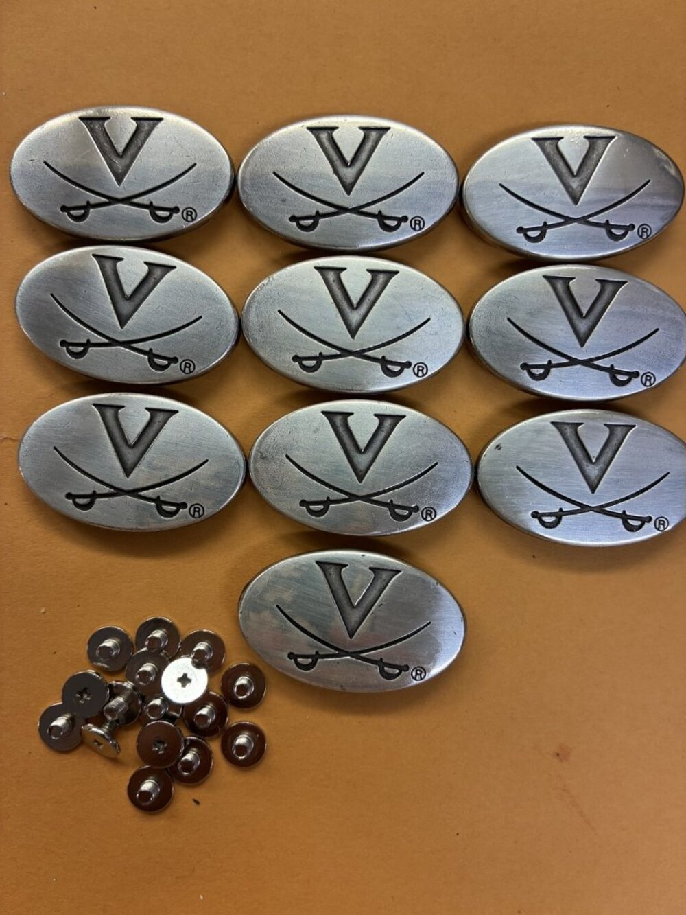 Lot of 10 University of Virginia Cavaliers Conchos with Screws 1-1/2 Inch Wide N